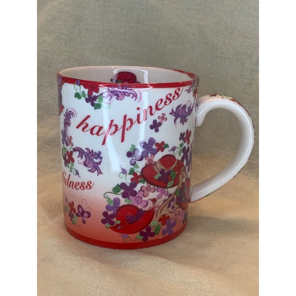 Cardew Design Red Hat Society Mug Pink Chintz White Red Excellent Floral 2004 - Picture 8 of 10